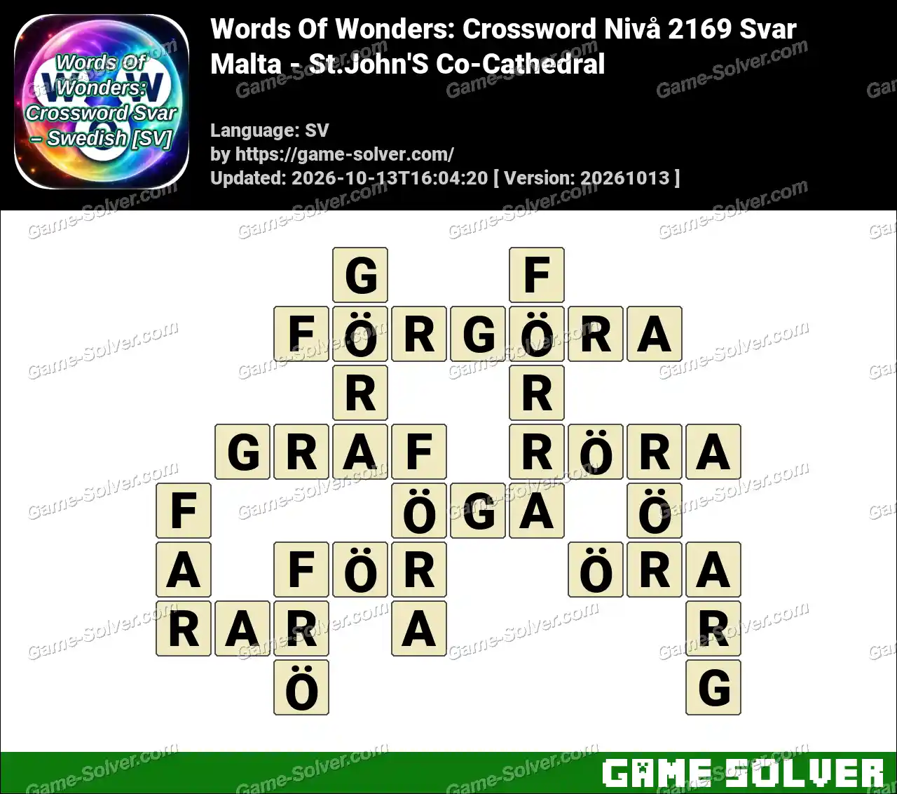 Words Of Wonders: Crossword Nivå 2169 Svar – Malta – St.John’S Co-Cathedral